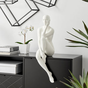 Pensive Pose Lady Sculpture in Black or White