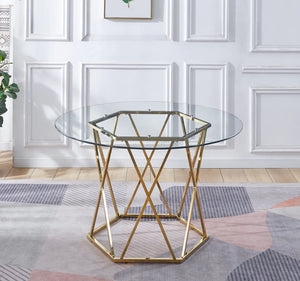 Jamie Round Glass Dining Table in Gold or Silver