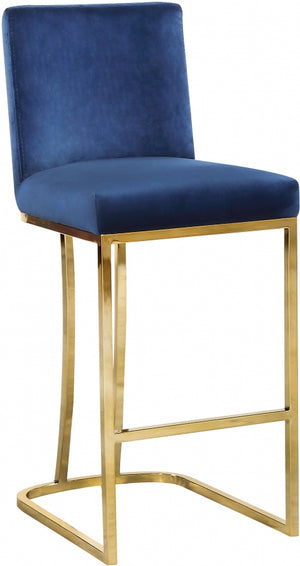 Aida Velvet Counter Height Stool with Gold Metal Frame