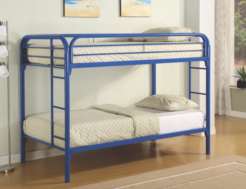 Jacob Twin over Twin Metal Bunk Bed in White, Blue or Black