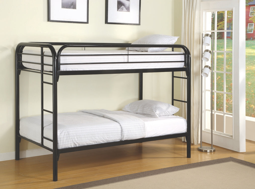 Jacob Twin over Twin Metal Bunk Bed in White, Blue or Black