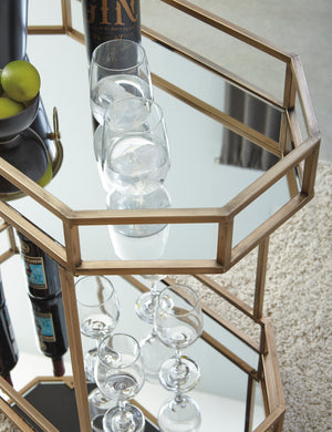 Mirrored and Gold Metal Bar Cart