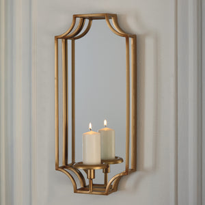 Mirrored Wall Sconce with Candle Holder