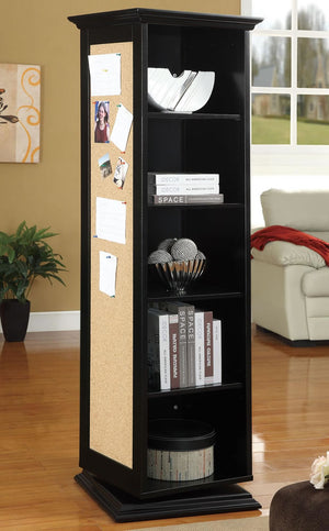Swivel Storage Cabinet with Cork Board & Mirror in Black or White