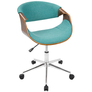 Curt Mid Century Fabric Office Chair in Teal or Cream
