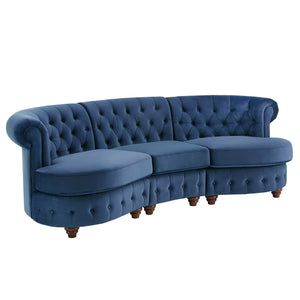 Chesterfield Curved Modular Sofa in Green, Navy or Grey