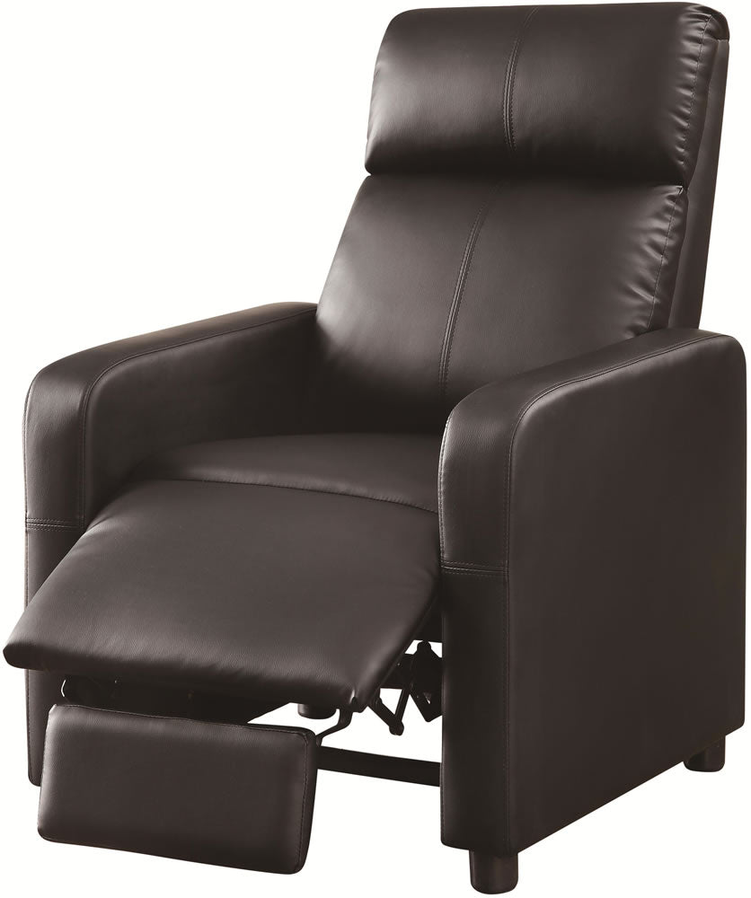 Toohey Push Back Recliner with Narrow Armrests in Black Leatherette