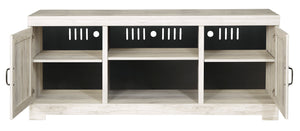 White Farmhouse 63" Media Stand with Optional Fireplace