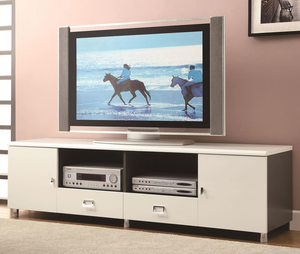 White & Gun Metal Contemporary TV Console