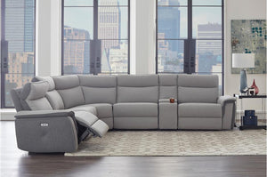 Amara Grey Power Reclining Sectional with Adjustable Headrests