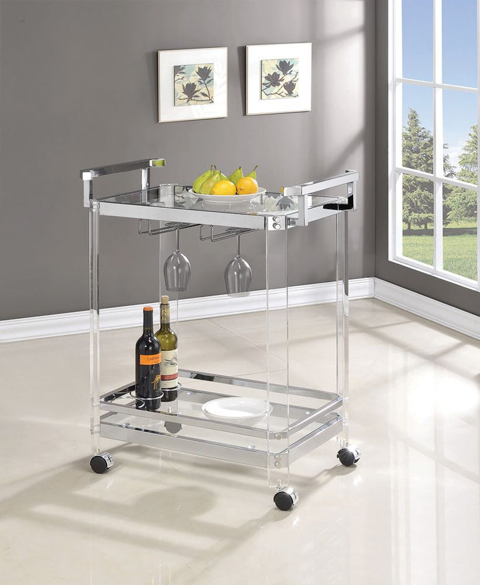 Acrylic Serving Cart with Chrome Accents