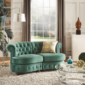 Chesterfield Curved Modular Sofa in Green, Navy or Grey