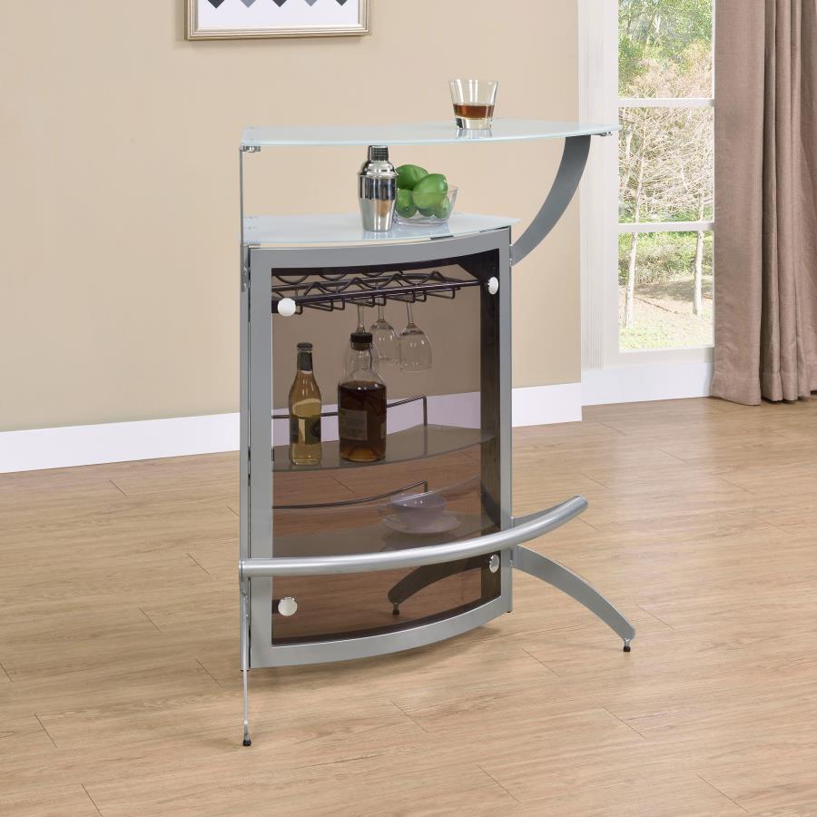 Contemporary Silver Metal Bar Unit