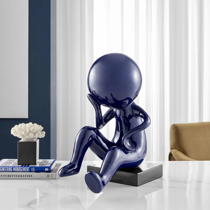 Thinker Resin Sculpture in Blue