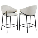 Beige Fabric Stool with Black Metal in Counter or Bar Height