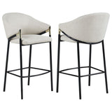 Beige Fabric Stool with Black Metal in Counter or Bar Height