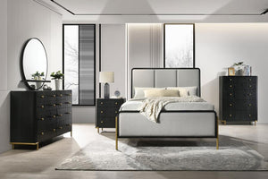 Rina Upholstered Bedroom Collection in Sand or Black