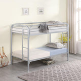 Jacob Twin over Twin Metal Bunk Bed in Silver, White, Blue or Black