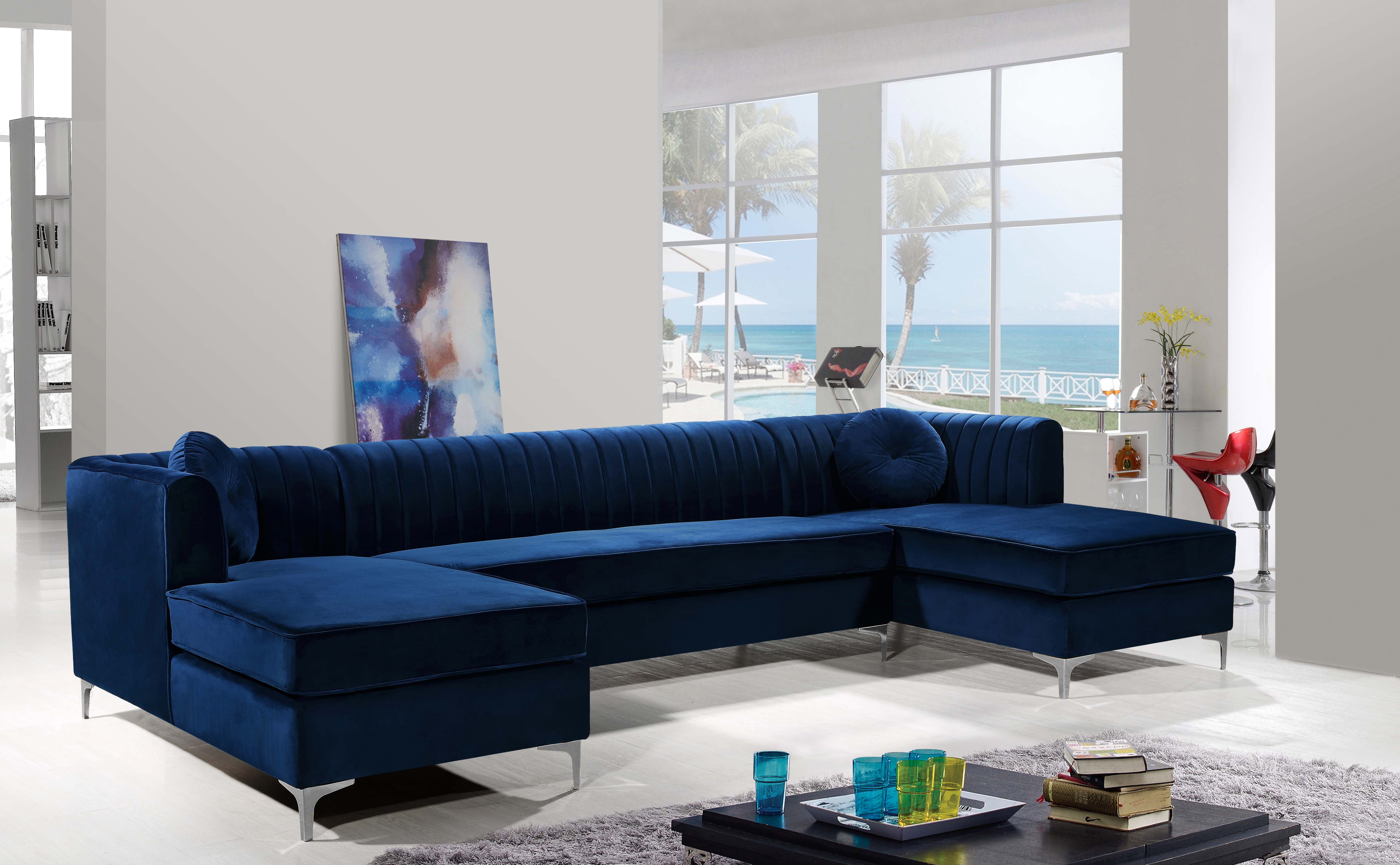 Gracie Velvet Double Chaise Sectional in 3 Color Options