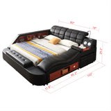 Modern Leather Bed with Speaker & Massager in Black or Grey