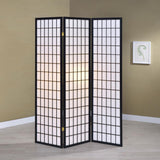 Three Panel Room Divider in Natural or Black