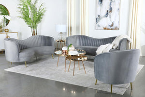 Sophie Velvet Living Room Collection in Blue or Grey