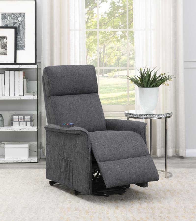 Fabric Power Lift Recliner Chair in Charcoal or Beige