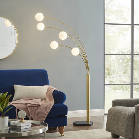 Gold and White Arched Floor Lamp