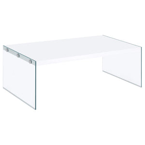 Modern White Occasional Table Collection with Glass Legs