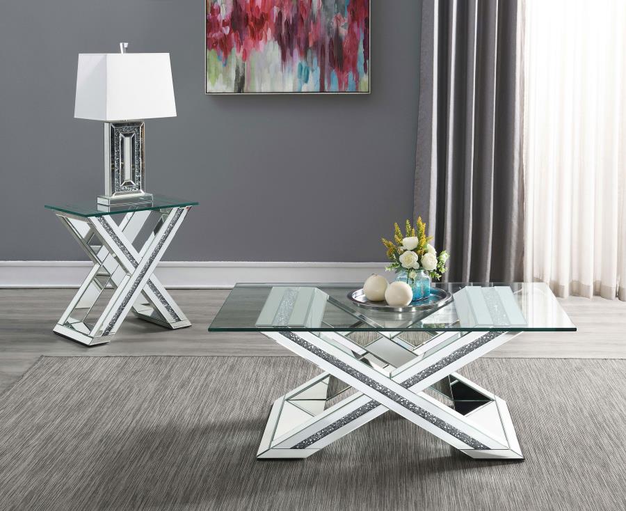 Modern Glam Occasional Tables Collection with X-Base