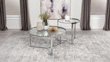 Round Glass Nesting Tables in Chrome or Gold