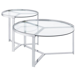 Round Glass Nesting Tables in Chrome or Gold