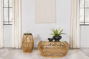 Round Woven Rattan Occasional Table Collection