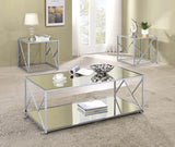 Contemporary Mirrored 3 Piece Occasional Set