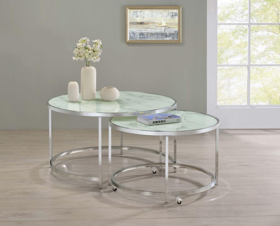 Printed Carrara Marble Nesting Tables