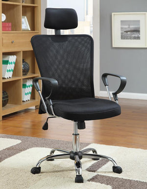 Black Mesh Office Chair with Headrest