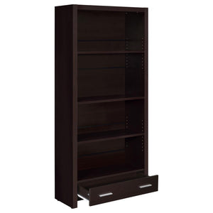 Skylar Cappuccino Bookcase with Storage Drawer