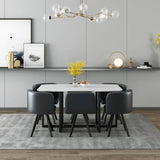 White Faux Marble 7 Piece Dining Set in 3 Color Options