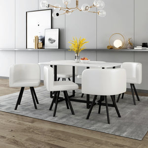 White Faux Marble 7 Piece Dining Set in 3 Color Options
