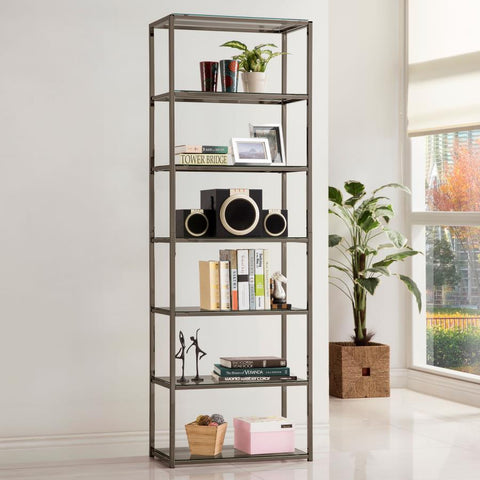 Nisha Black Nickel Bookcase in 2 Sizes