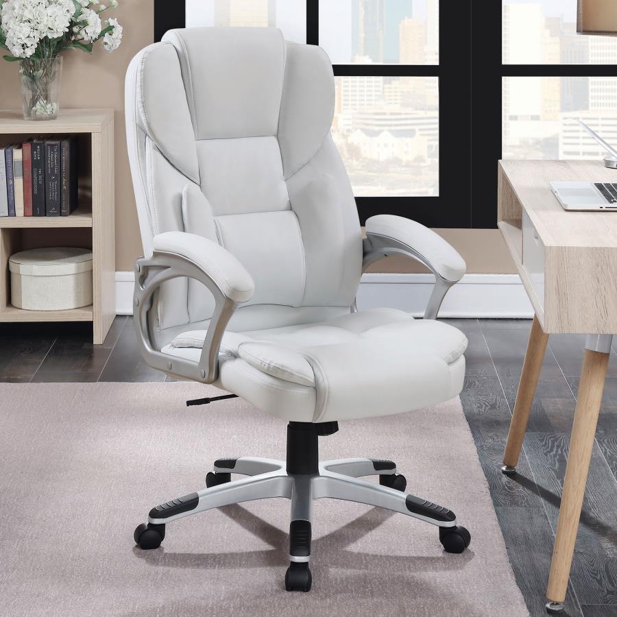 Plush Padded Office Chair in White or Brown