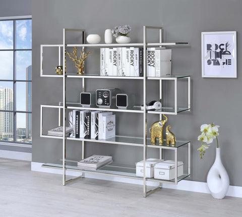 Modern 4-Tier Glass Bookcase