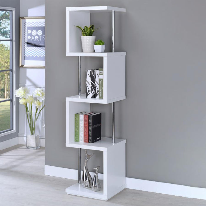 Geometric Bookcase with Chrome Accent in Black or White