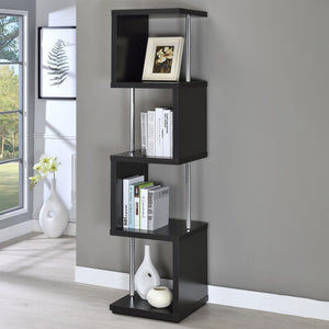 Geometric Bookcase with Chrome Accent in Black or White