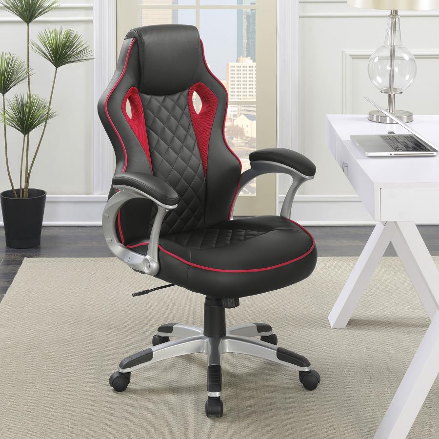 Upholstered Office Chair in Black and Red