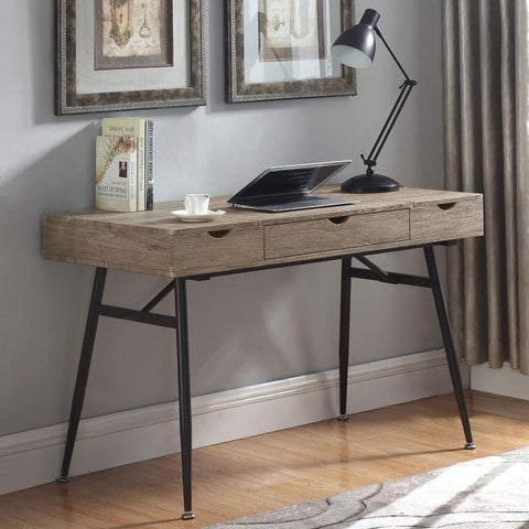 Rustic Driftwood Office Desk with Storage