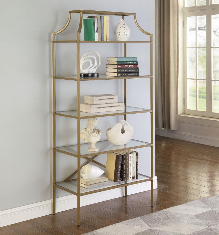 Selene Matte Gold Bookcase