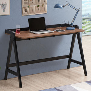 Walnut and Black Office Desk with USB Ports