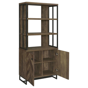 Rustic Oak Herringbone Bookcase