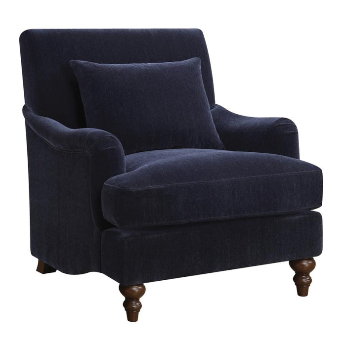 Midnight Blue Accent Chair with Turned Legs